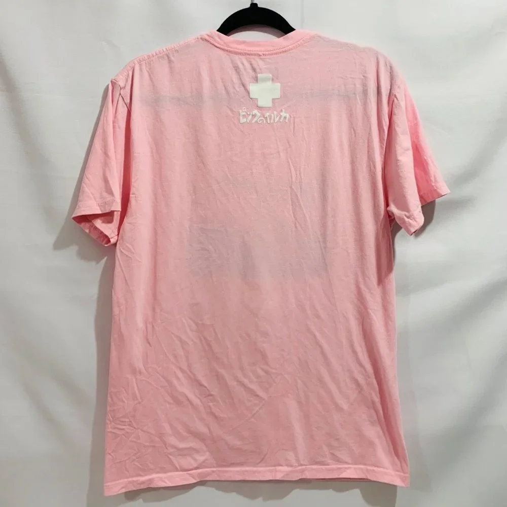 Pink + Dolphin Graphic T-Shirt Unisex Beach Cloud Waves Dolphin Pink Medium EUC - Picture 2 of 7